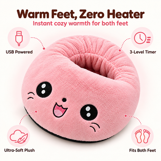 Mochitoes heated foot warmer: USB powered, 3-level timer, ultra-soft plush, fits both feet